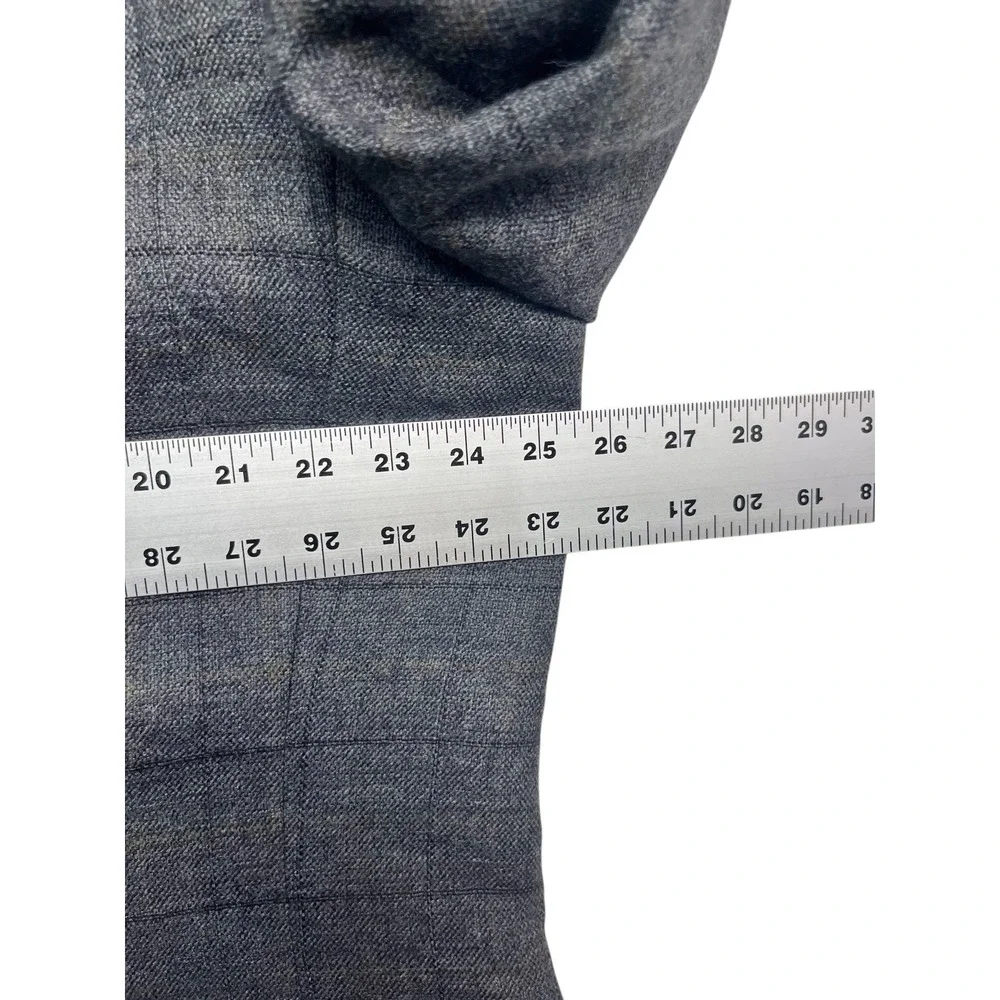 Tommy Hilfiger 48L Gray Windowpane Riding Jacket Blazer Sport Coat Elbow Patches